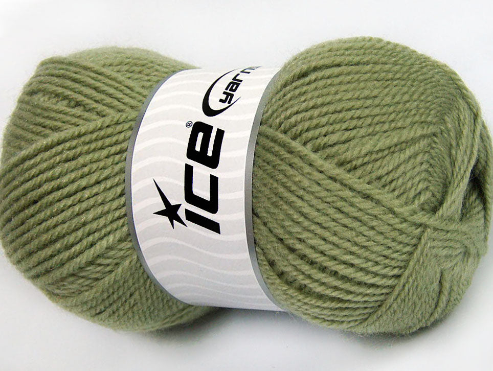 Lot of 4 x 100gr Skeins Ice Yarns FAVOURITE WOOL (50% Wool) Yarn Light Khaki