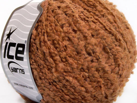 Lot of 8 Skeins ICE SALE BOUCLE (27% Wool) Hand Knitting Yarn Caramel