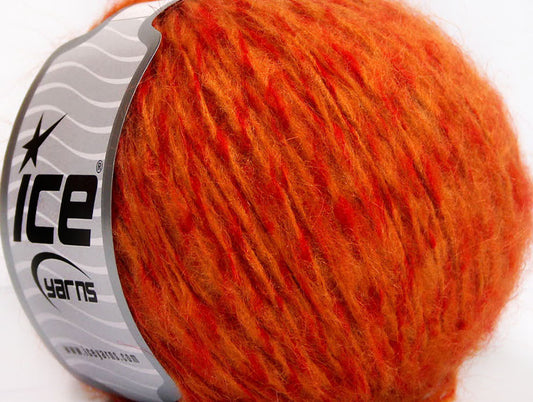 Lot of 8 Skeins ICE SALE WINTER (10% Mohair 20% Wool) Yarn Orange Red