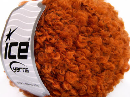 Lot of 8 Skeins ICE PAPERINO BOUCLE (9% Wool) Hand Knitting Yarn Orange