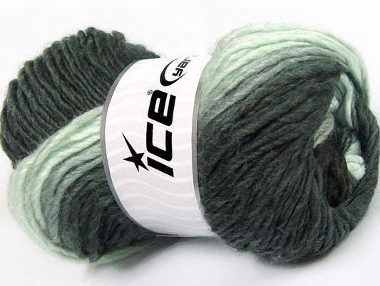 Lot of 4 x 100gr Skeins Ice Yarns AMBIENTE (50% Wool) Yarn Anthracite Black Light Mint Green