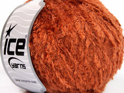 Lot of 8 Skeins ICE SALE EYELASH Hand Knitting Yarn Copper