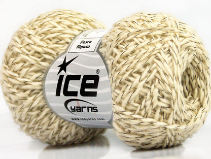 Lot of 8 Skeins ICE PASCO ALPACA (20% Alpaca 20% Wool) Yarn Cream Black