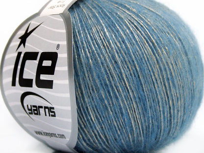 Lot of 8 Skeins ICE ROCK STAR FINE (19% Merino Wool) Yarn Blue Gold