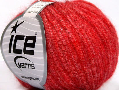 Lot of 8 Skeins Ice Yarns WOOL SOFTAIR (30% Wool) Yarn Red Melange