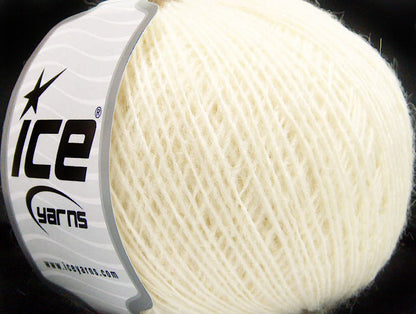 Lot of 8 Skeins ICE WOOL CORD SPORT (50% Wool) Hand Knitting Yarn Cream