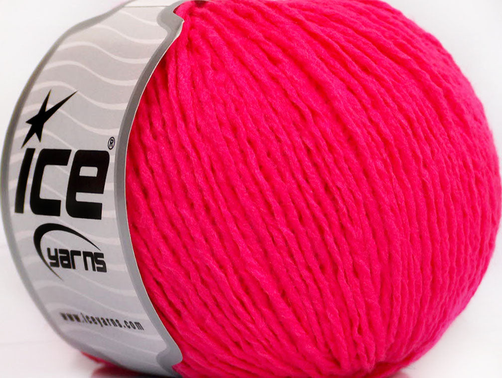 Lot of 8 Skeins ICE WOOL LIGHT (50% Wool) Hand Knitting Yarn Neon Pink