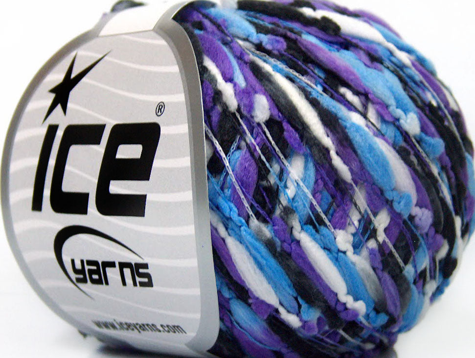 Lot of 8 Skeins ICE CARAMELLA Hand Knitting Yarn Purple Blue White Black
