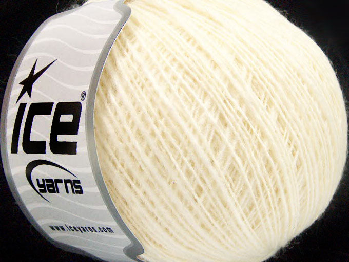 Lot of 8 Skeins ICE FLAMME WOOL FINE (50% Wool) Hand Knitting Yarn Light Cream
