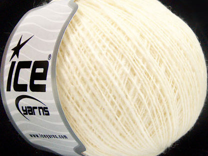 Lot of 8 Skeins ICE FLAMME WOOL FINE (50% Wool) Hand Knitting Yarn Light Cream