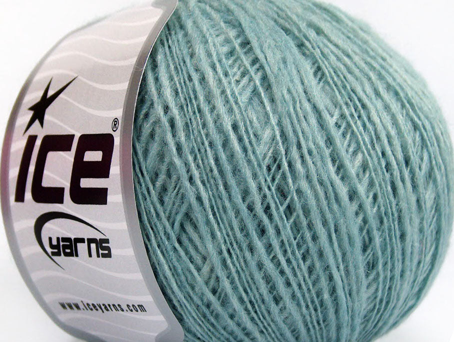 Lot of 8 Skeins ICE FLAMME WOOL FINE (50% Wool) Yarn Light Turquoise