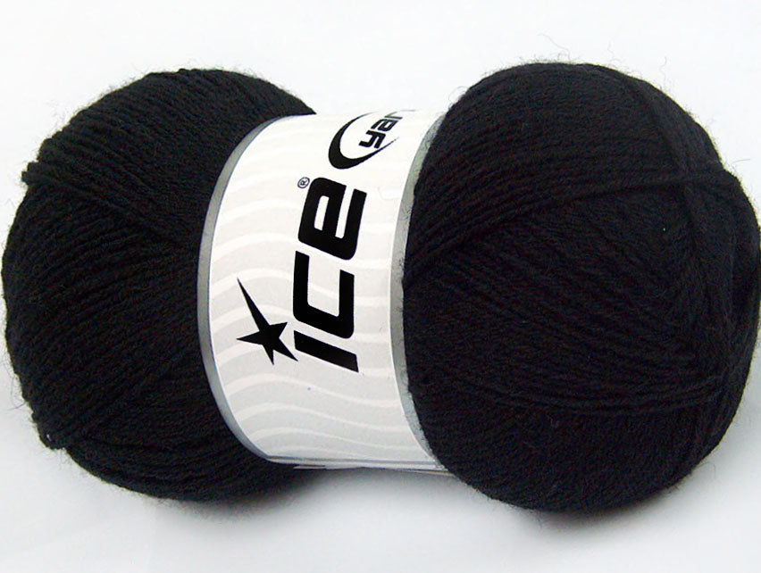 Lot of 4 x 100gr Skeins ICE SOLID SOCK (75% Superwash Wool) Yarn Black