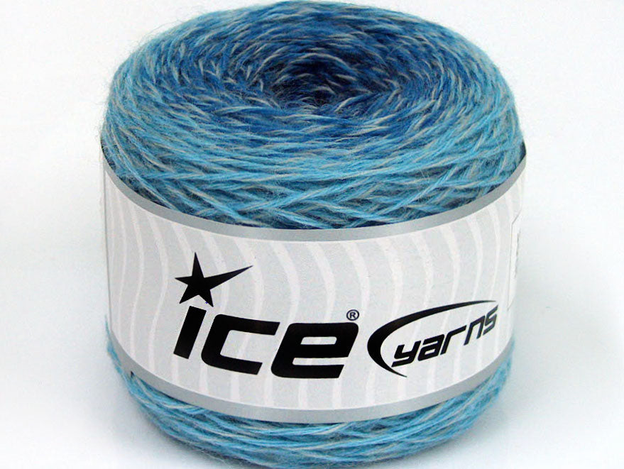 Lot of 2 Skeins ICE CAKES SOCK (75% Superwash Wool) Yarn Blue Shades White