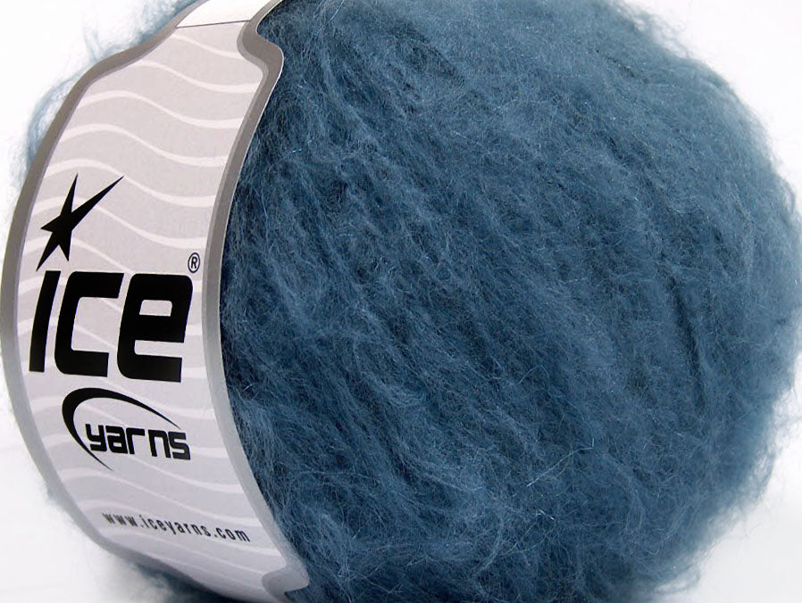 Lot of 8 Skeins Ice Yarns PIUMOTTO MOHAIR (20% Mohair 10% Wool) Yarn Blue