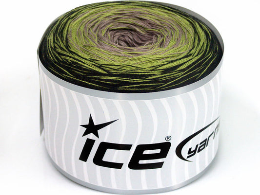 Lot of 2 x 150gr Skeins ICE CAKES COTTON FINE (50% Cotton) Yarn Black Green Camel