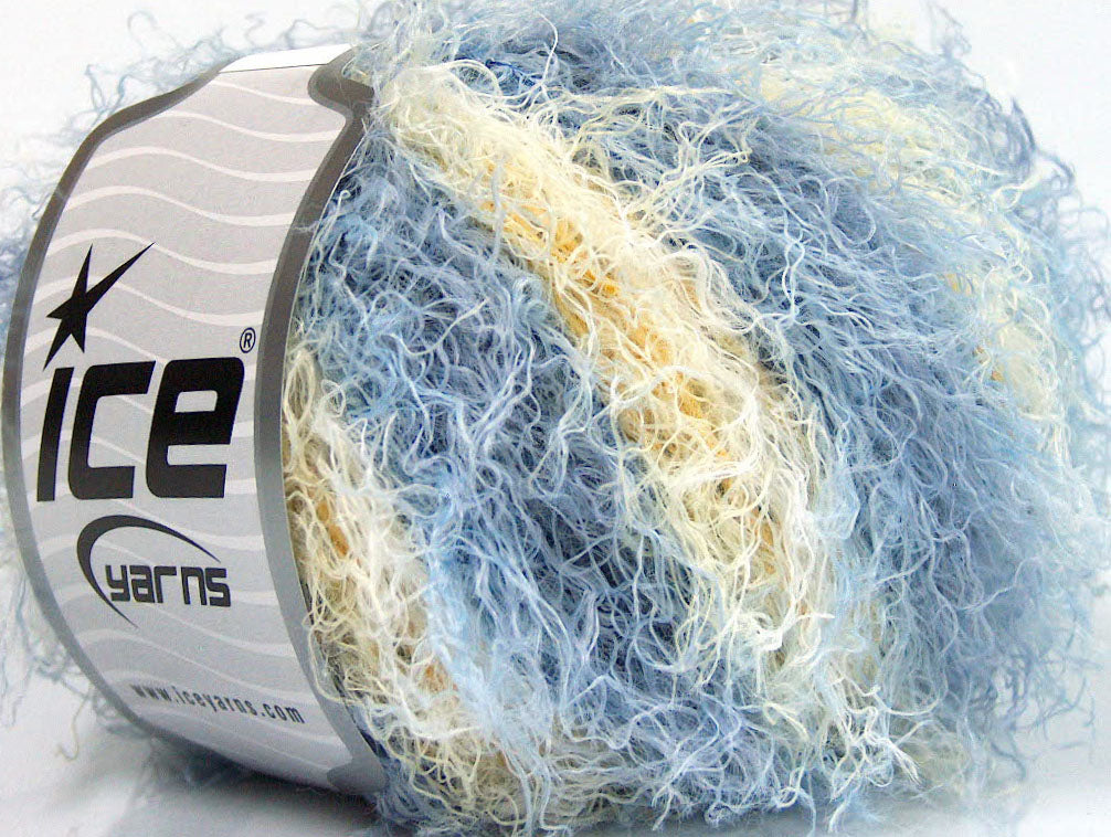 Lot of 8 Skeins Ice Yarns MODENA VISCOSE (40% Viscose 30% Wool) Yarn Indigo Blue Yellow White