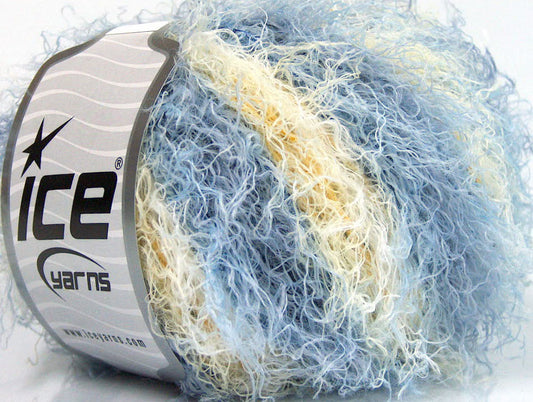 Lot of 8 Skeins Ice Yarns MODENA VISCOSE (40% Viscose 30% Wool) Yarn Indigo Blue Yellow White