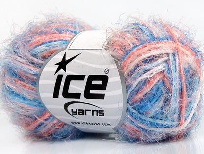 Lot of 8 Skeins Ice Yarns CYCLAMEN Yarn Salmon Shades Blue Shades White
