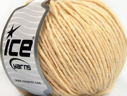 Lot of 8 Skeins Ice Yarns WOOL CORD ARAN (50% Wool) Yarn Dark Cream