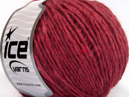 Lot of 8 Skeins Ice Yarns WOOL CORD ARAN (50% Wool) Yarn Fuchsia Melange