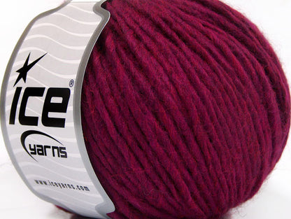 Lot of 8 Skeins ICE WOOL CORD ARAN (50% Wool) Hand Knitting Yarn Dark Fuchsia