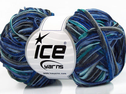 Lot of 8 Skeins ICE SALE SUMMER (50% Cotton) Yarn Blue Shades Turquoise Black