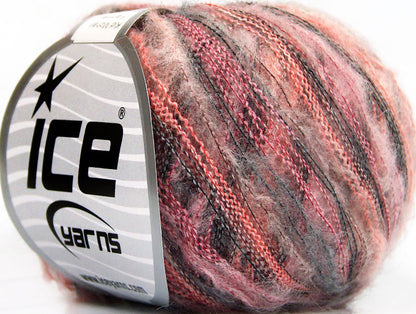 Lot of 10 Skeins Ice Yarns KID MOHAIR FLAMME (37% Kid Mohair) Yarn Salmon Pink Black