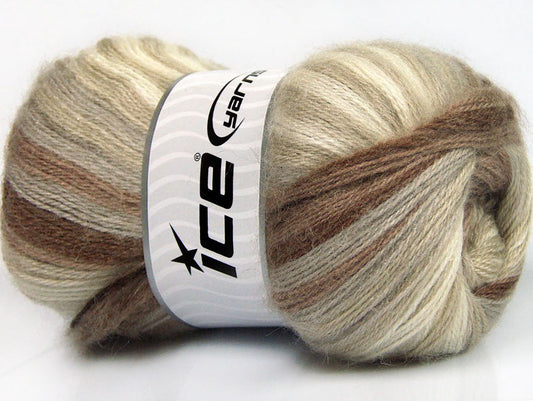 Lot of 4 x 100gr Skeins Ice Yarns ANGORA ELITE (20% Angora 20% Wool) Yarn Brown Shades Beige Cream
