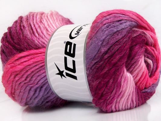 Lot of 4 x 100gr Skeins Ice Yarns AMBIENTE (50% Wool) Yarn Pink Shades Lilac