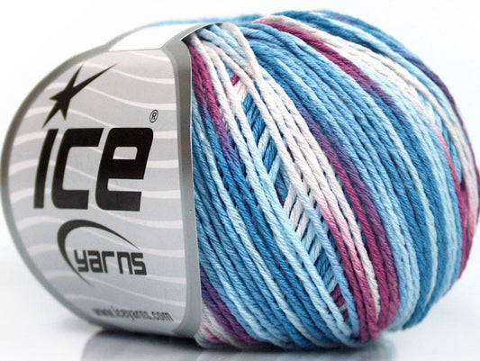 Lot of 8 Skeins Ice Yarns VENICE Hand Knitting Yarn Blue Shades Orchid White