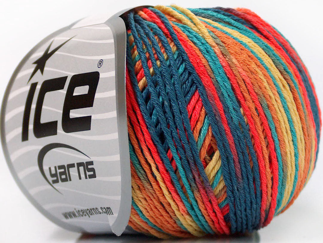 Lot of 8 Skeins Ice Yarns VENICE Yarn Jeans Blue Turquoise Salmon Gold