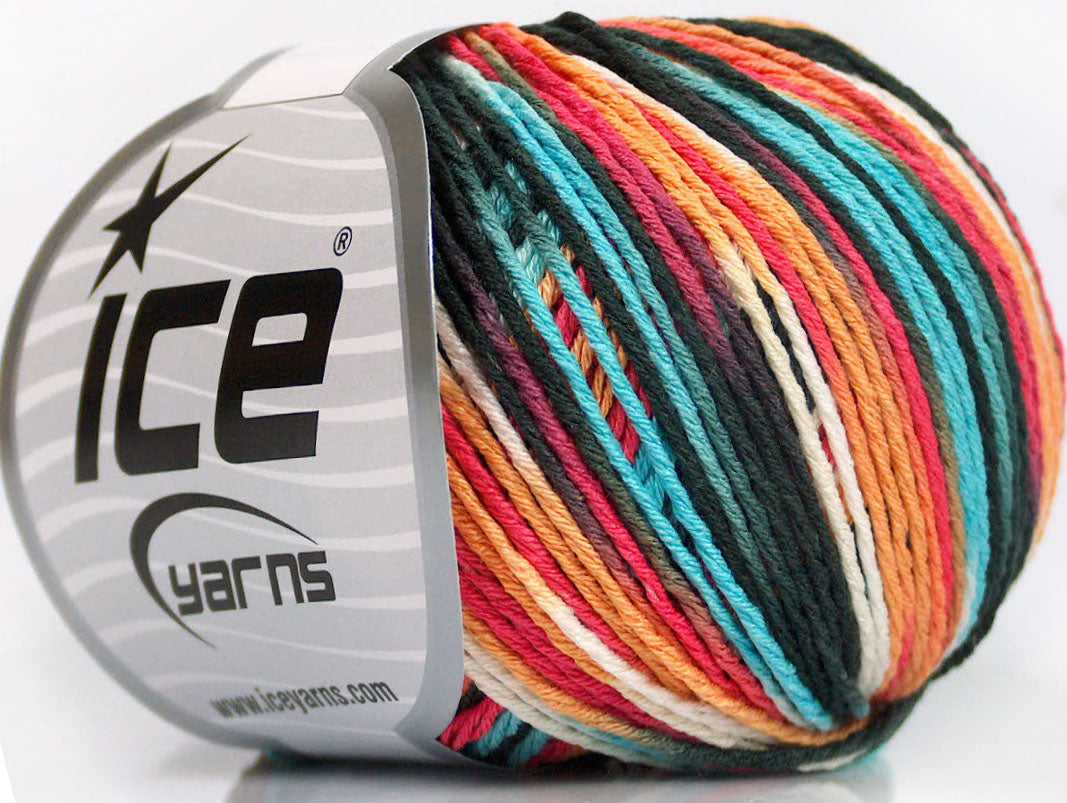 Lot of 8 Skeins Ice Yarns VENICE Yarn Black Turquoise Salmon Orange White