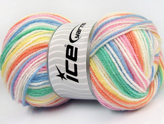 Lot of 4 x 100gr Skeins Ice Yarns GUMBALL Hand Knitting Yarn Pastel Rainbow