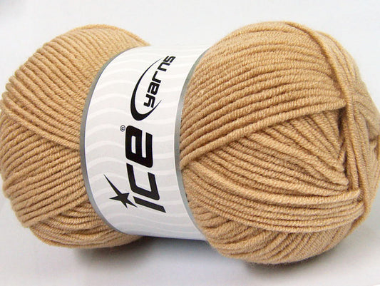 Lot of 4 x 100gr Skeins Ice Yarns CLASSIC ARAN Hand Knitting Yarn Dark Beige