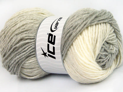 Lot of 4 x 100gr Skeins Ice Yarns FANTASIA (25% Wool) Yarn Grey Shades Cream