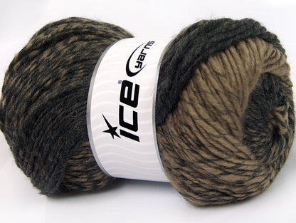 Lot of 4 x 100gr Skeins Ice Yarns FANTASIA (25% Wool) Yarn Black Camel