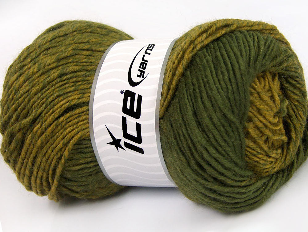 Lot of 4 x 100gr Skeins Ice Yarns FANTASIA (25% Wool) Yarn Green Shades