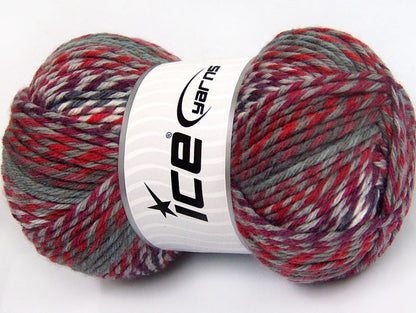 Lot of 4 x 100gr Skeins Ice Yarns HARMONY Yarn Grey Red Purple Maroon
