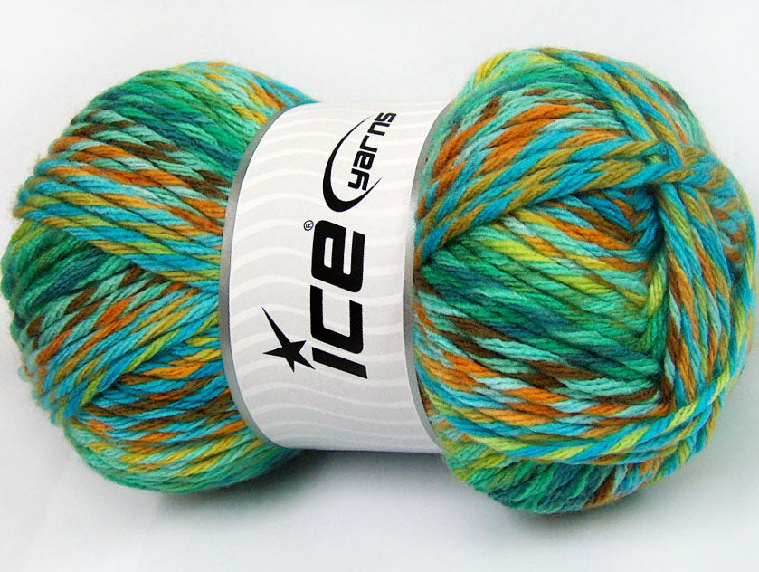 Lot of 4 x 100gr Skeins Ice Yarns HARMONY Yarn Green Shades Turquoise Brown Shades
