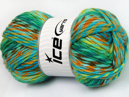 Lot of 4 x 100gr Skeins Ice Yarns HARMONY Yarn Green Shades Turquoise Brown Shades