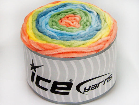 Lot of 2 x 150gr Skeins Ice Yarns CAKES CHENILLE BABY Yarn Salmon Yellow Green Shades Blue Shades