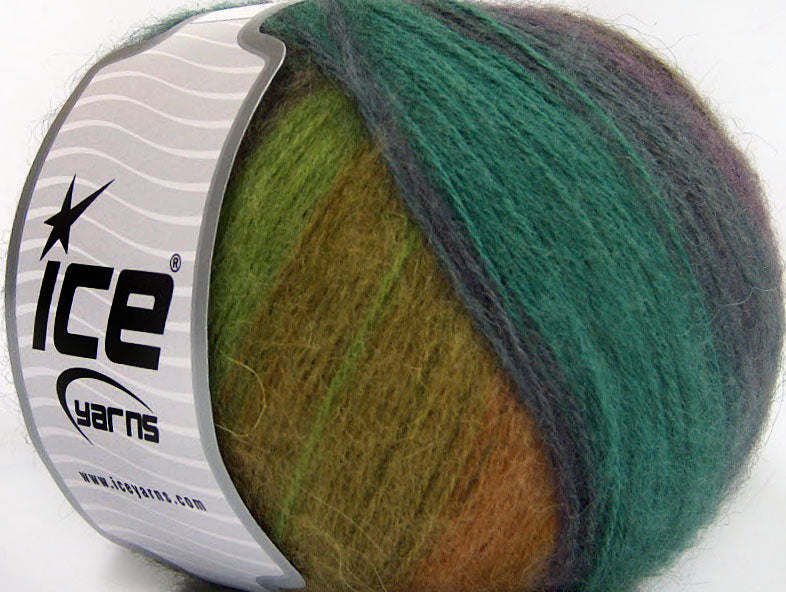 Lot of 4 x 100gr Skeins Ice Yarns ANGORA DESIGN (20% Angora 20% Wool) Yarn Maroon Teal Purple Green Shades Brown