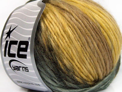 Lot of 8 Skeins ICE VIVID WOOL (60% Wool) Yarn Grey Black Camel Olive Green