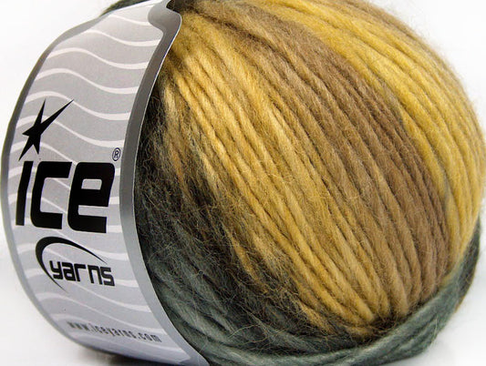 Lot of 8 Skeins ICE VIVID WOOL (60% Wool) Yarn Grey Black Camel Olive Green