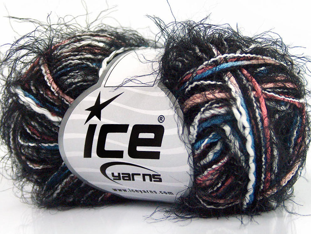 Lot of 8 Skeins ICE SALE EYELASH BLEND Yarn Black Blue White Pink