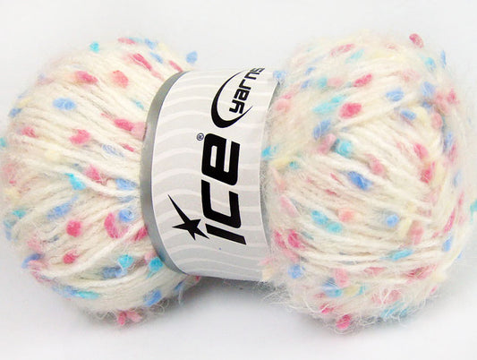 Lot of 3 x 100gr Skeins Ice Yarns BONIBON Yarn Cream Blue Turquoise Fuchsia