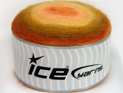 Lot of 2 x 200gr Skeins Ice Yarns CAKES ANGORA (20% Angora 20% Wool) Yarn Orange Olive Green Pink Gold