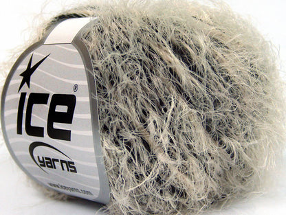 Lot of 8 Skeins ICE SALE EYELASH BLEND Hand Knitting Yarn Cream Black