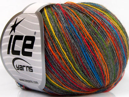 Lot of 10 Skeins ICE SALE MOHAIR-WOOL BLEND (30% Wool 10% Viscose) Yarn Grey Rainbow