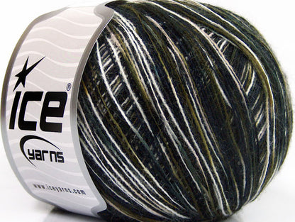 Lot of 8 Skeins ICE SALE MOHAIR-WOOL BLEND (40% Wool) Yarn Black White Khaki